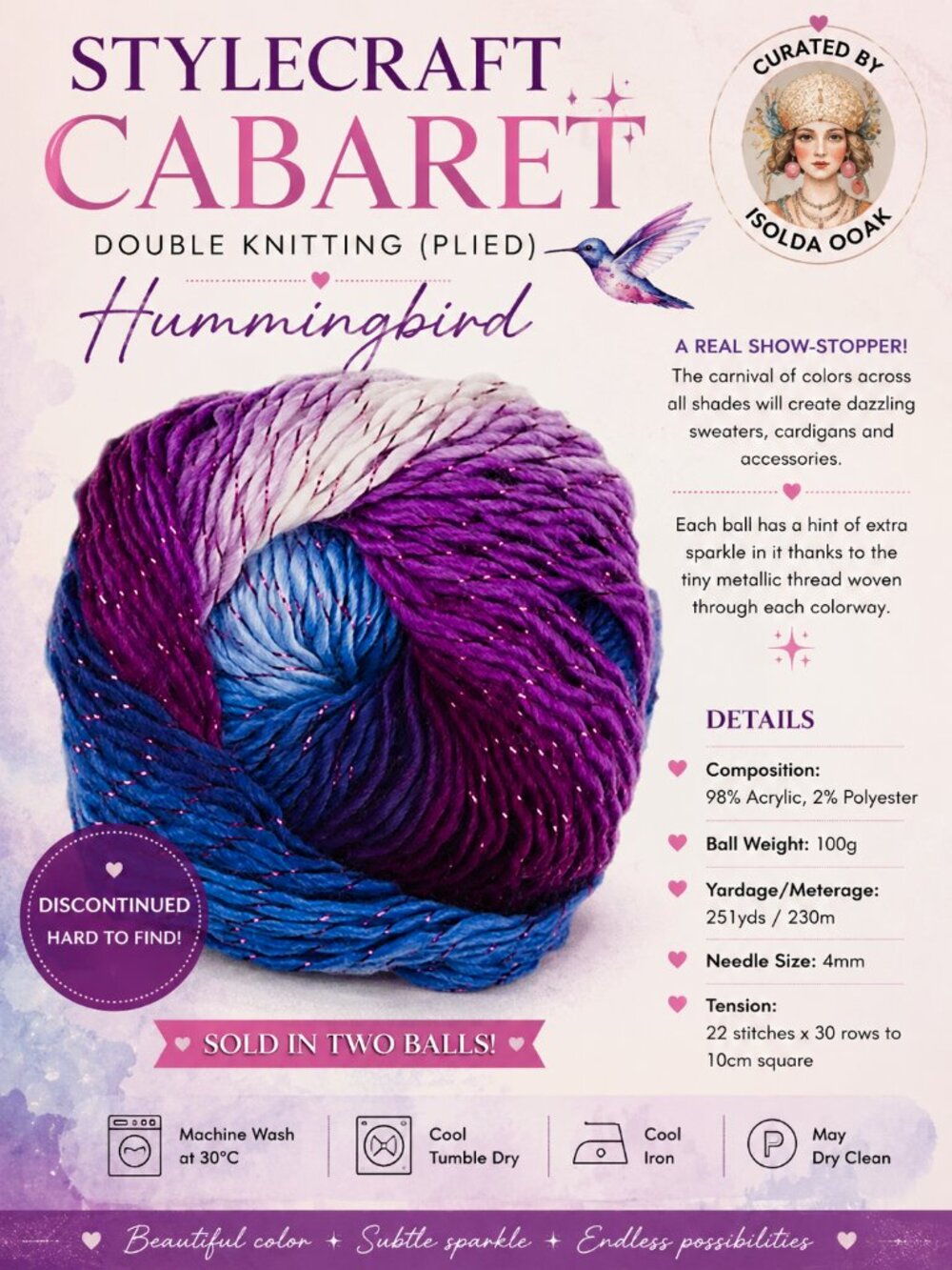 STYLECRAFT CABARET Double Knitting (Plied) Hummingbird Color 3583 (2 balls)